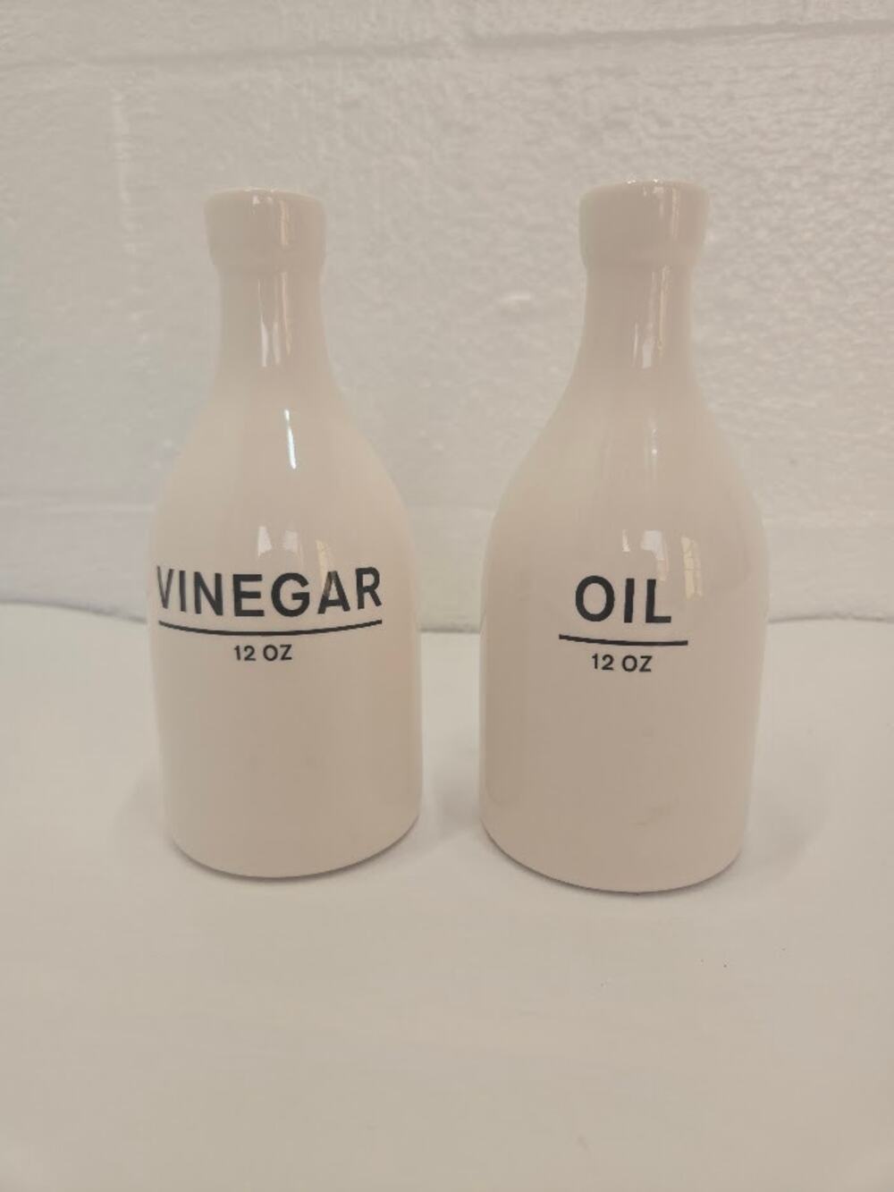 Orly Maison Oil Vinegar 12 Oz Ceramic Cruet Bottle Set Farmhouse Kitchen